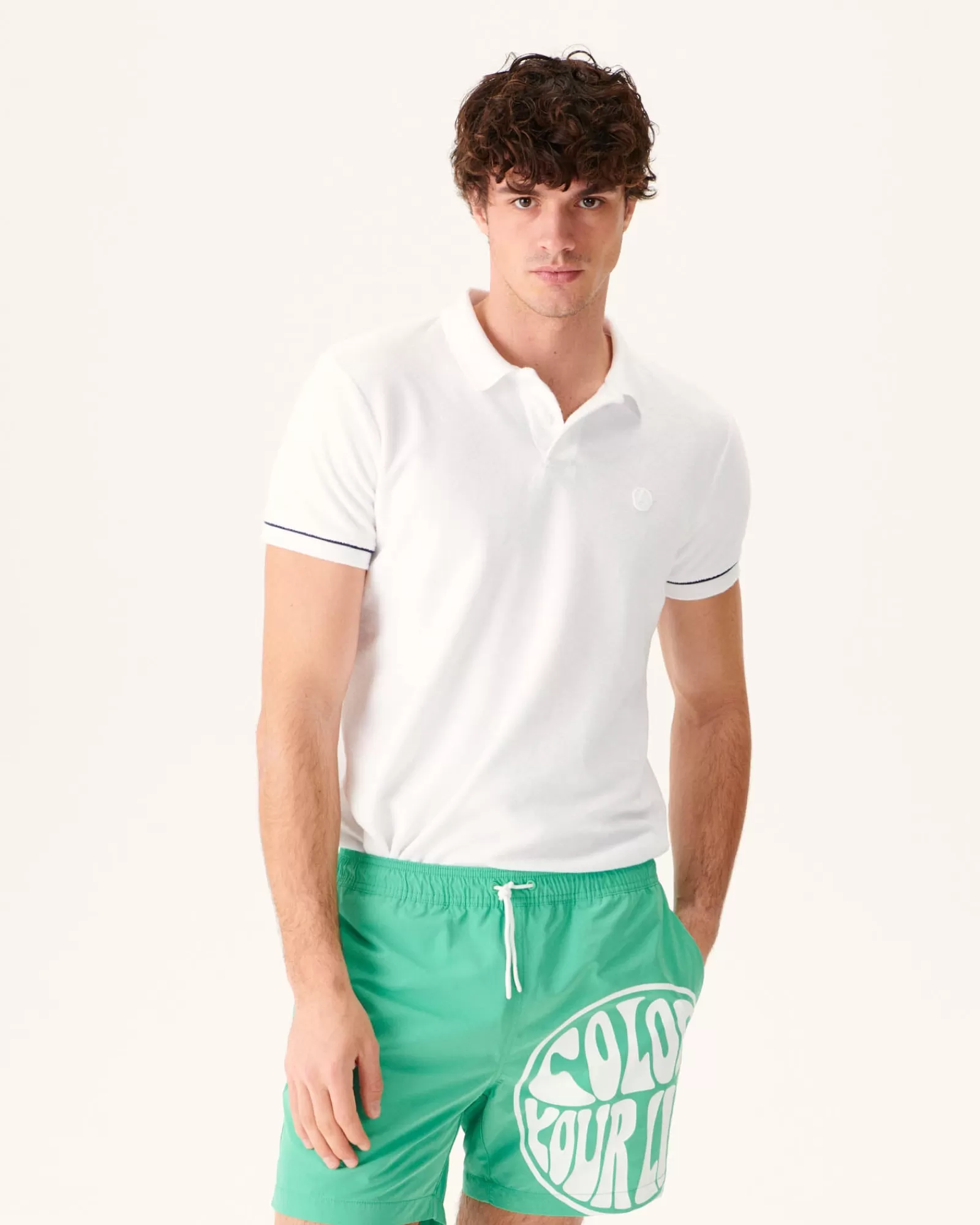 Hot JOTT Short De Bain Vert/Funday Blanc Biarritz 2432 Poppy Green /Funday White