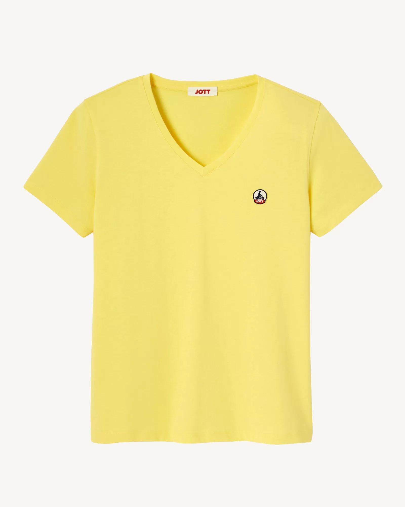 Fashion JOTT T-Shirt Uni Col V Femme En Coton Biologique Jaune Clair Cancun 627 Soft Yellow