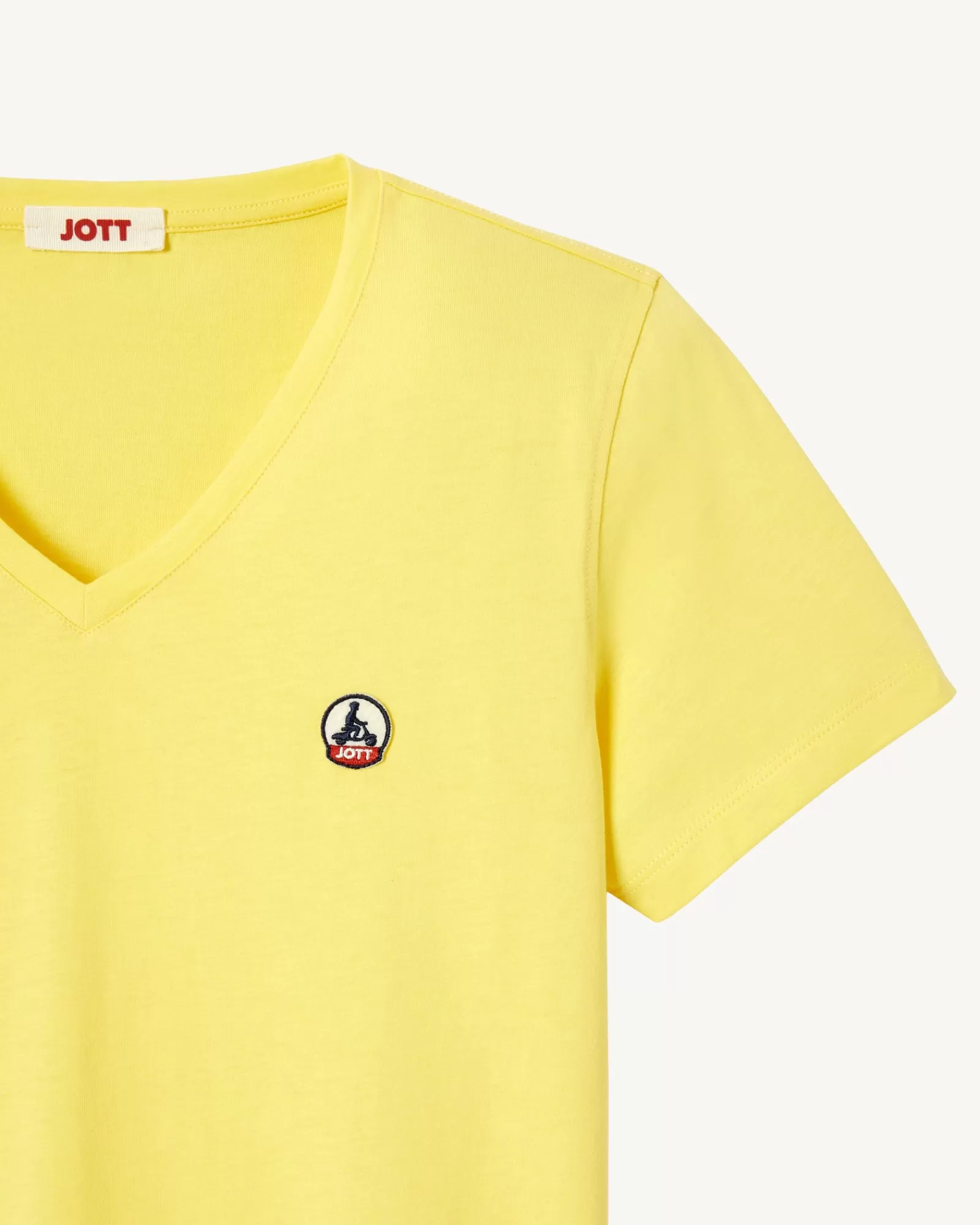 Fashion JOTT T-Shirt Uni Col V Femme En Coton Biologique Jaune Clair Cancun 627 Soft Yellow