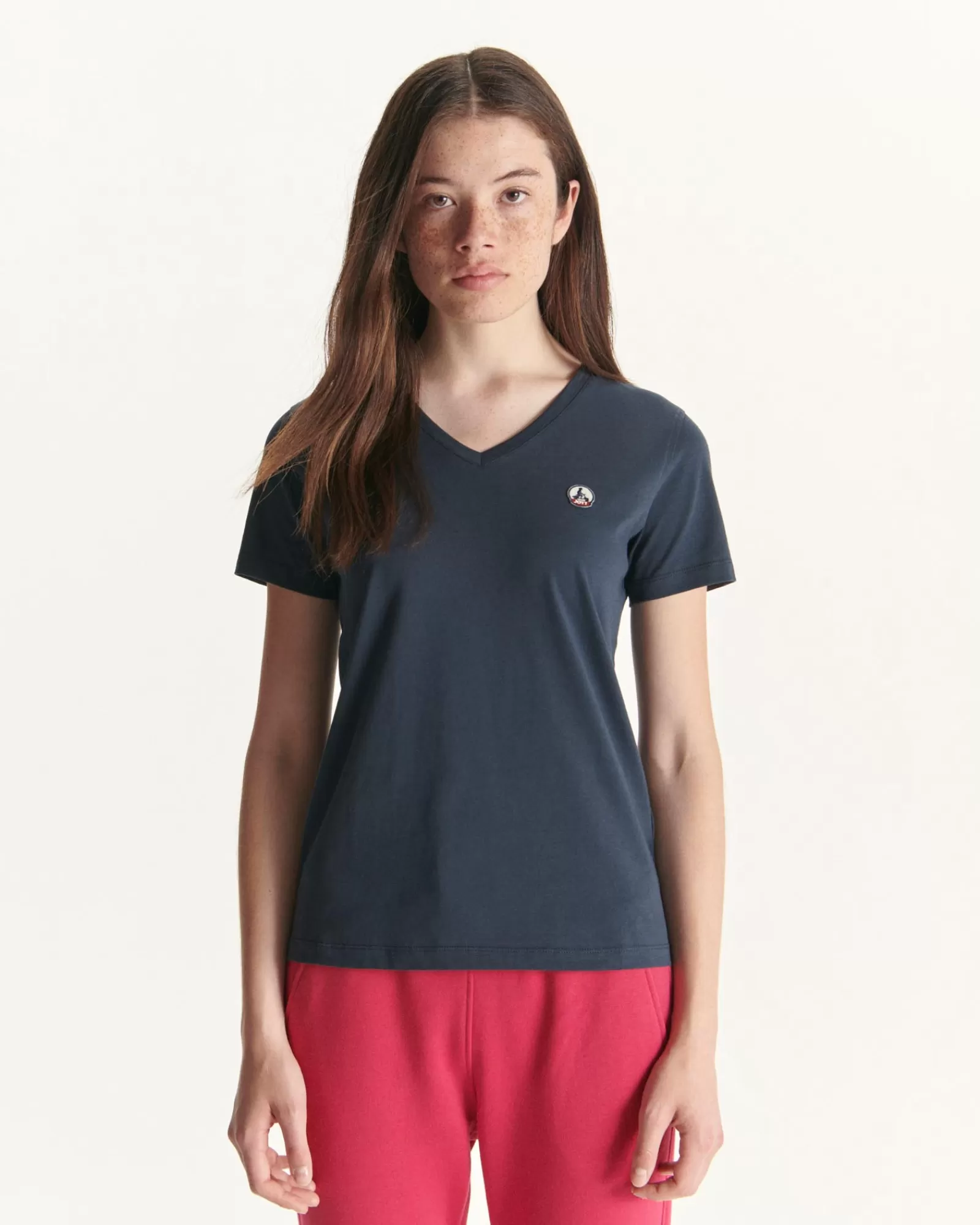 Cheap JOTT T-Shirt Uni Col V Femme En Coton Biologique Marine Cancun 104 Navy