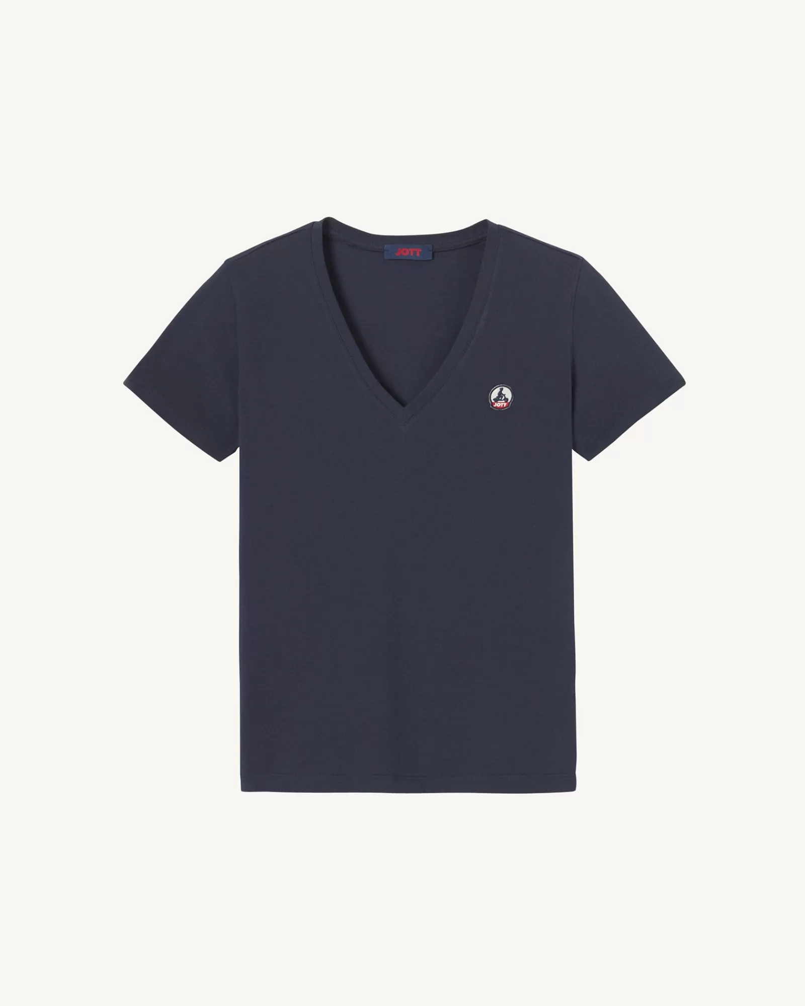 Cheap JOTT T-Shirt Uni Col V Femme En Coton Biologique Marine Cancun 104 Navy