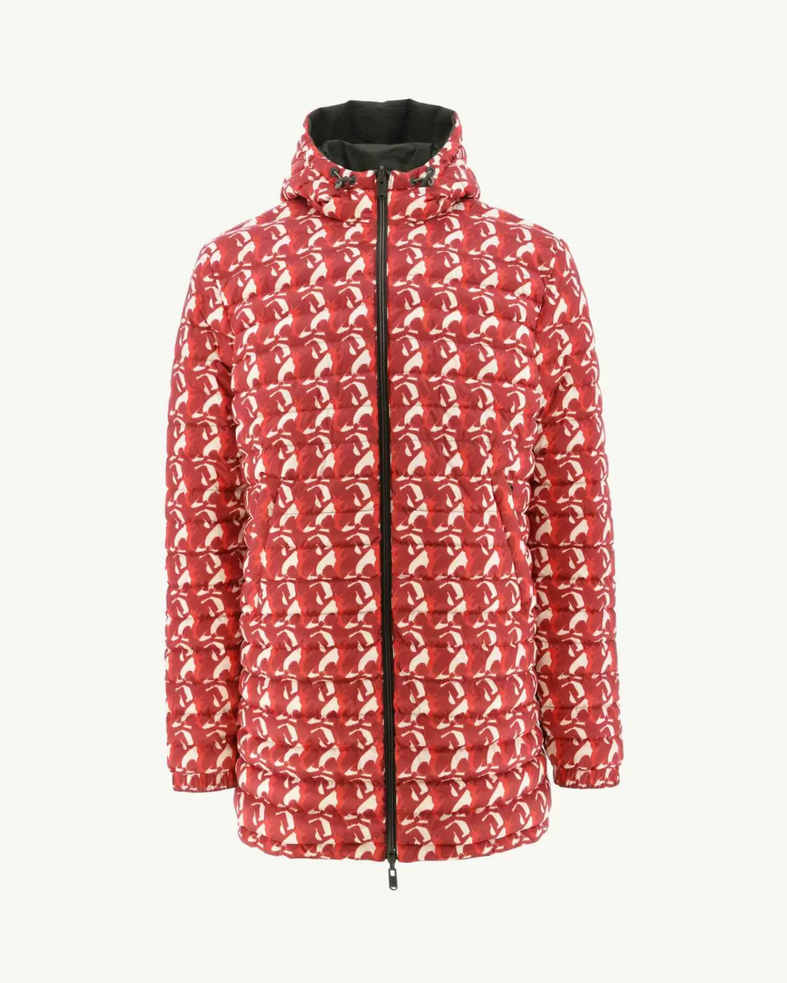 Best JOTT Doudoune Longue Reversible A Capuche Army/Monogram Rouge Vif Amsterdam 2553 Army/Monogram Fire Red